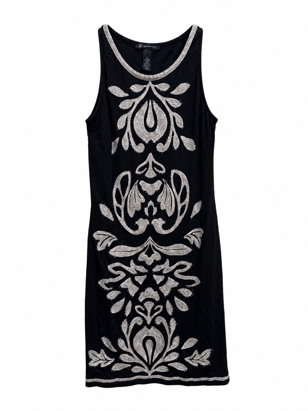 INC Petite Black Beaded Embellished Shift Dress Cocktail Party Holiday Small Y2K
